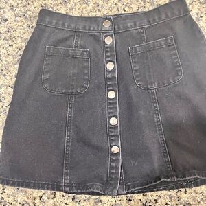 BDG Charcoal Button-Front Mini Skirt